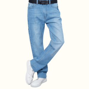 Men's Light Blue Denim Cargo Jeans – Front View